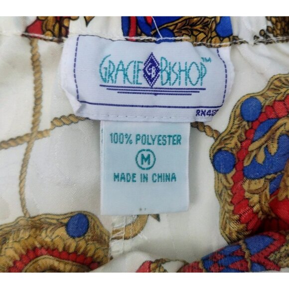 Vtg Gracie Bishop Jacquard Satin Tank Pajama Shorts Set Size M Rococo Preppy - Picture 5 of 6